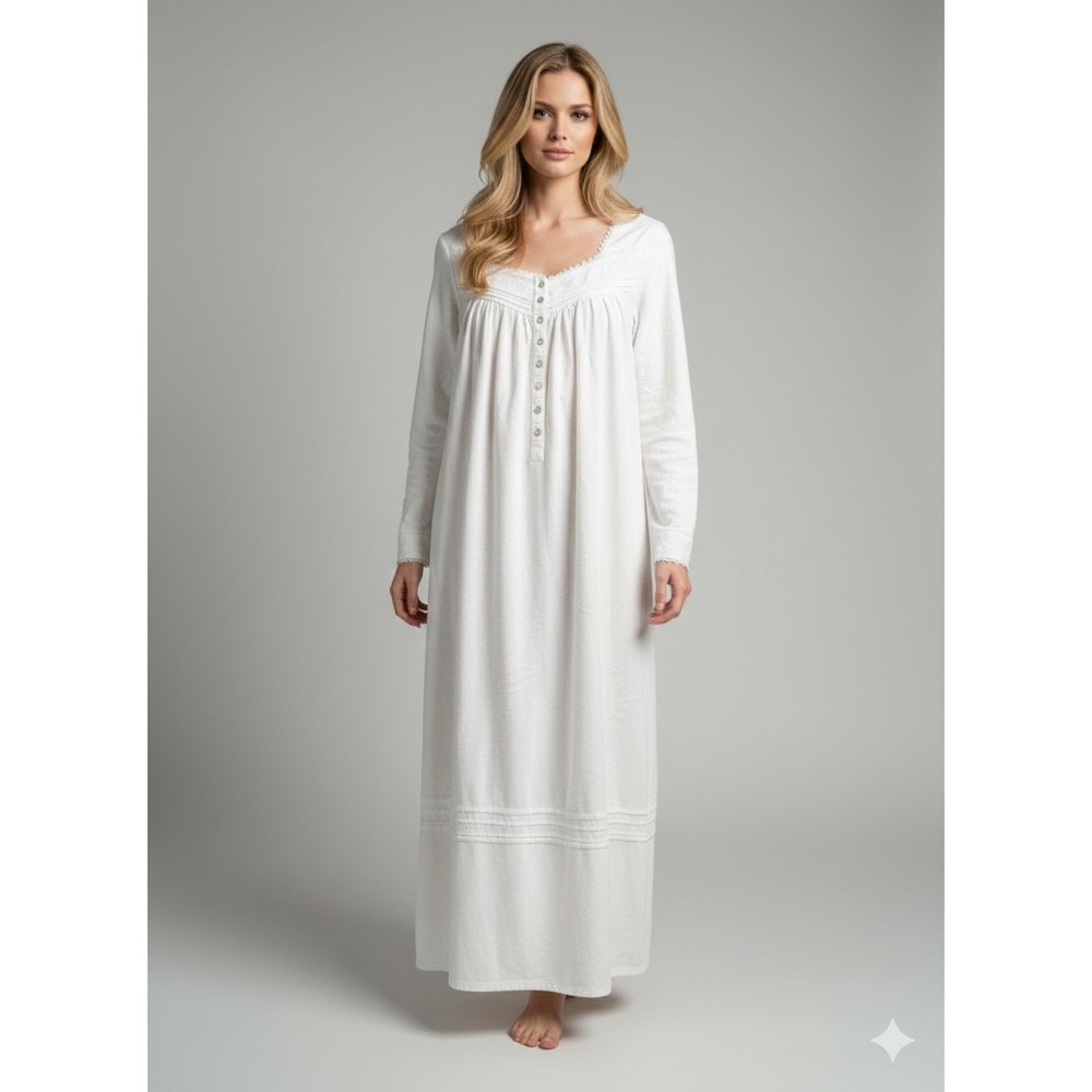 Eileen West Fairy Tale Cotton Flannel Nightgown, White